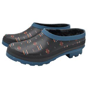 Pendleton Womens Size 7 Geo Toss Blue Black Faux Fur Lined Rubber Clogs Shoes